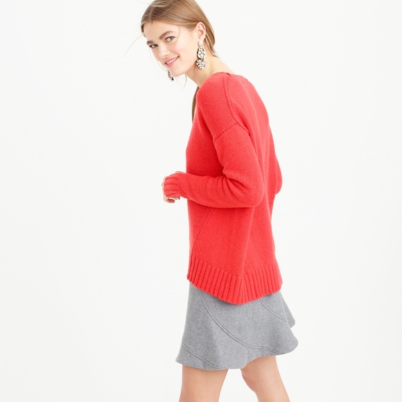 J. Crew Women's Wool Knit Tunic, Red Sweater NWT - Picture 4 of 5